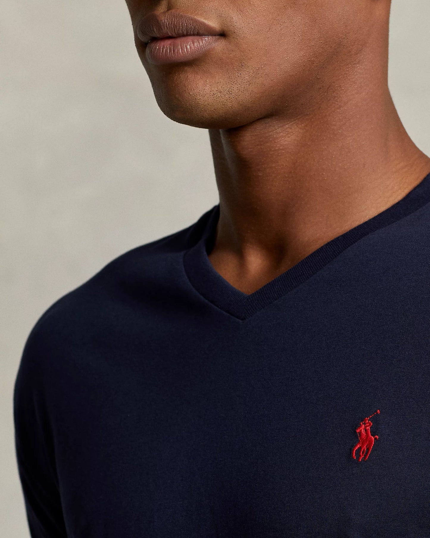 Polo Ralph Lauren Men's Classic-Fit Cotton V-Neck T-Shirt  Color Ink Blue Size M