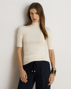 LAUREN RALPH LAUREN Women's Willa Stretch Jersey Turtleneck  White Size XS