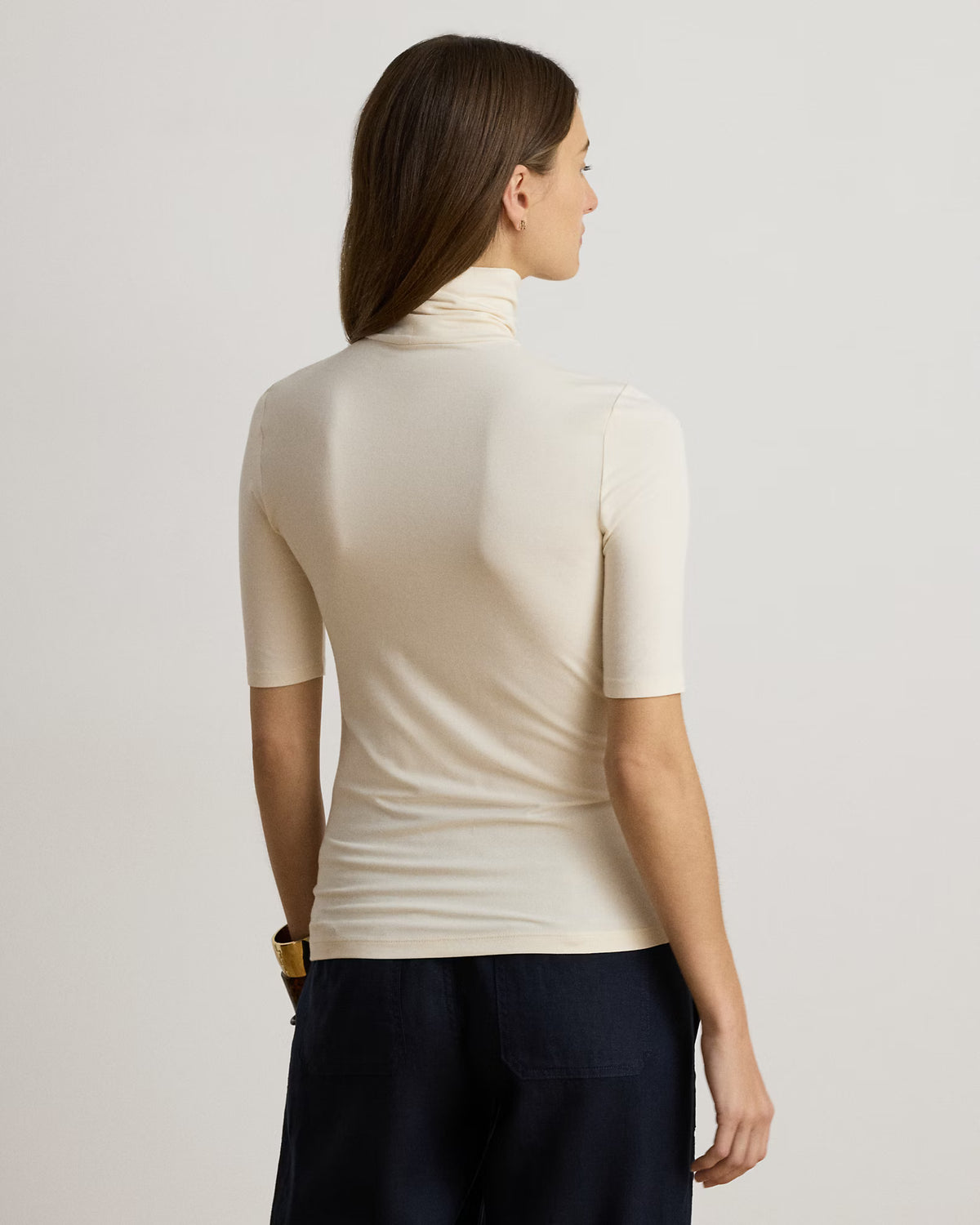 LAUREN RALPH LAUREN Women's Willa Stretch Jersey Turtleneck  White Size M