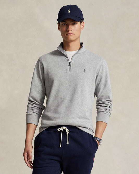 Polo Ralph Lauren Men's Luxury Jersey Quarter-Zip Pullover  Color Steel Heather Size 2XL (No Tags)