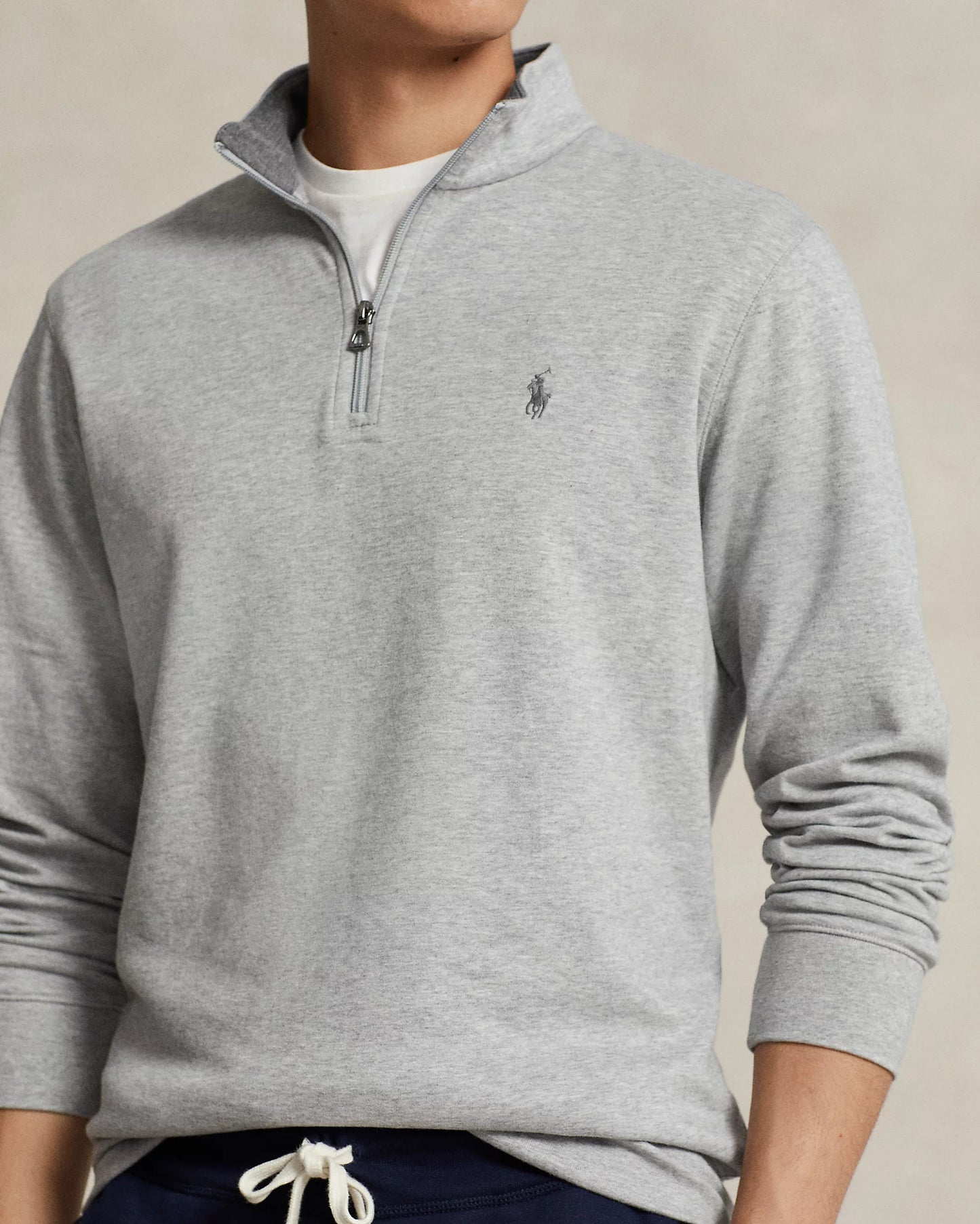 Polo Ralph Lauren Men's Luxury Jersey Quarter-Zip Pullover  Color Steel Heather Size 2XL (No Tags)
