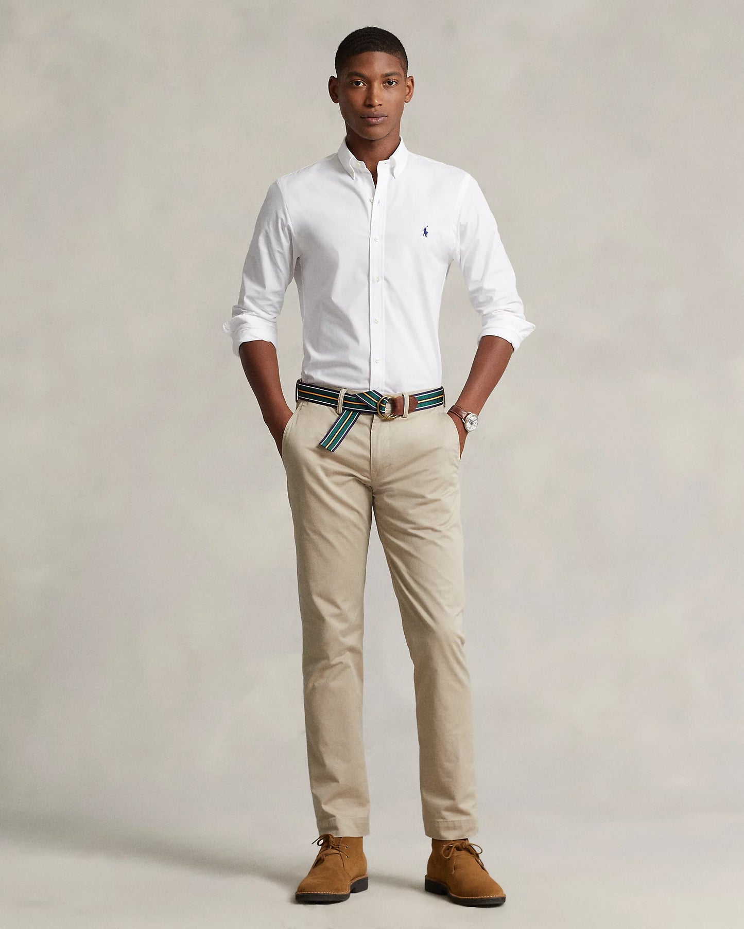 Polo Ralph Lauren Men's Classic Fit Stretch Poplin Shirt  Color White Size L