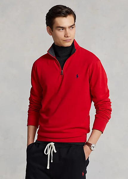 Polo Ralph Lauren Men's Luxury Jersey Quarter-Zip Pullover  Rl 2000 Red Size L