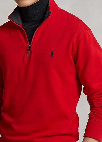 Polo Ralph Lauren Men's Luxury Jersey Quarter-Zip Pullover  Rl 2000 Red Size L