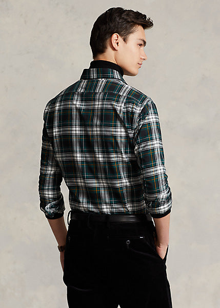 Polo Ralph Lauren Men's Classic Fit Plaid Twill Shirt  Color Green/White Check Size M