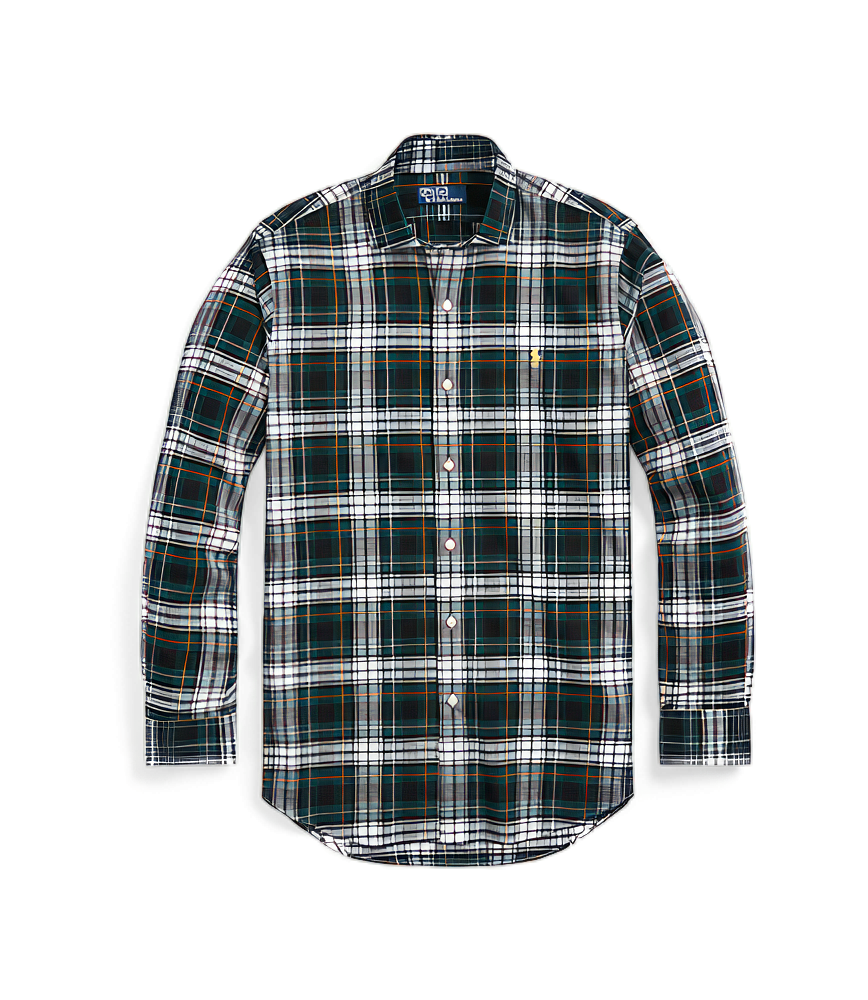 Polo Ralph Lauren Men's Classic Fit Plaid Twill Shirt  Color Green/White Check Size M