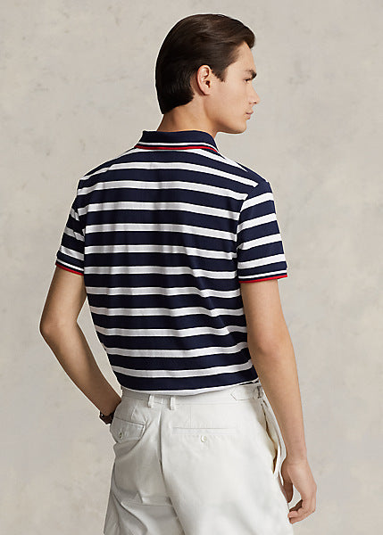 Polo Ralph Lauren Men's Custom Slim Polo Bear Mesh Polo Shirt  Color Cruise Navy/White Size L