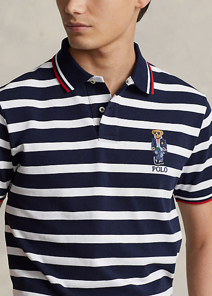 Polo Ralph Lauren Men's Custom Slim Polo Bear Mesh Polo Shirt  Color Cruise Navy/White Size L