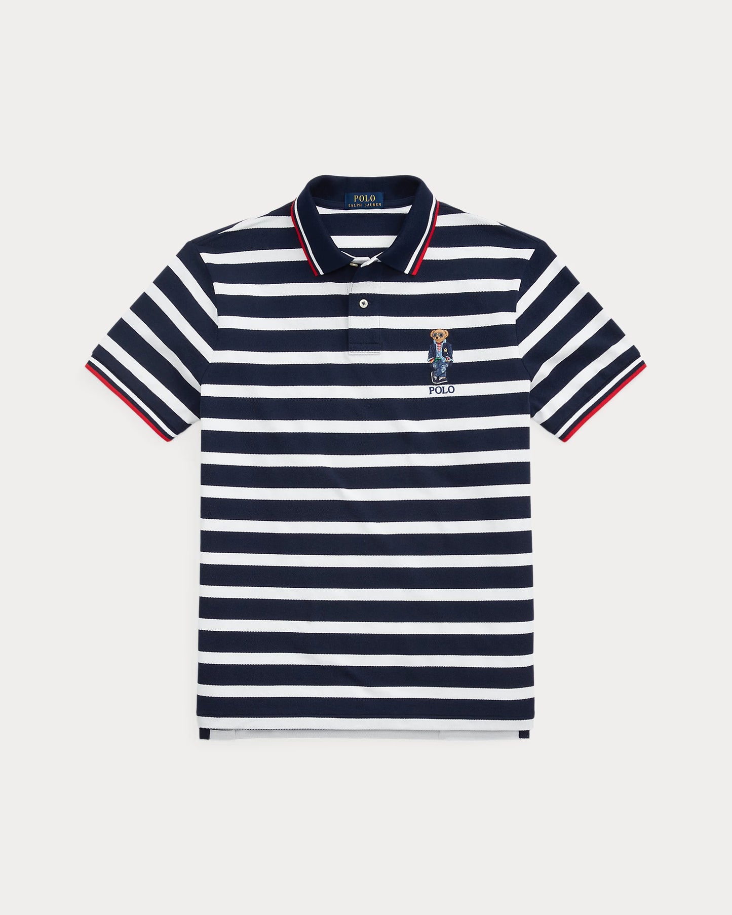 Polo Ralph Lauren Men's Custom Slim Polo Bear Mesh Polo Shirt  Color Cruise Navy/White Size L