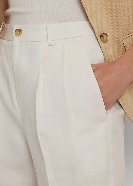 Lauren Ralph Lauren Women's Linen-Blend Twill Ankle Pant  Color White Size 10