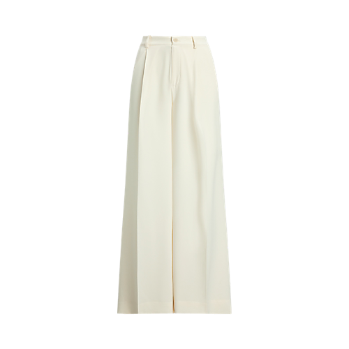 LAUREN RALPH LAUREN Women's Double-Faced Georgette Wide-Leg Pants  Mascarpone Cream Size 4