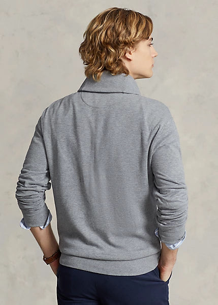 Polo Ralph Lauren Men's Luxury Jersey Shawl-Collar Pullover  Color Gray Size L