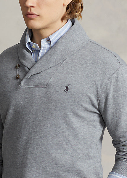 Polo Ralph Lauren Men's Luxury Jersey Shawl-Collar Pullover  Color Gray Size L