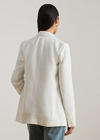 LAUREN RALPH LAUREN Women's Double-Breasted Linen-Blend Twill Blazer Nevis Size 10