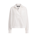 LAUREN RALPH LAUREN Women's Cotton Broadcloth Cropped Shirt  White Size L