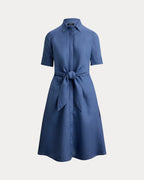 LAUREN RALPH LAUREN Women's Petite Tie-Front Linen Shirtdress  Carson Blue Size 0P
