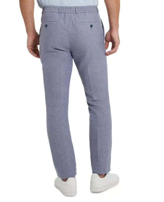 Kenneth Cole Reaction Men's Slim-Fit Linen Blend Suit Pants  Blue Stretch W35xL32