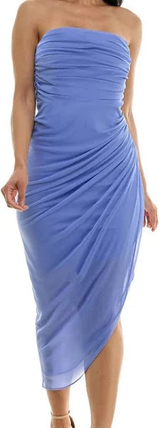 Emerald Sundae Juniors Strapless Ruched Mesh Bodycon Midi Dress  Color Perry Size XL