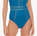 Salt Cove Juniors Crochet One-Piece Swimsuit  Color Teal Blue Size S