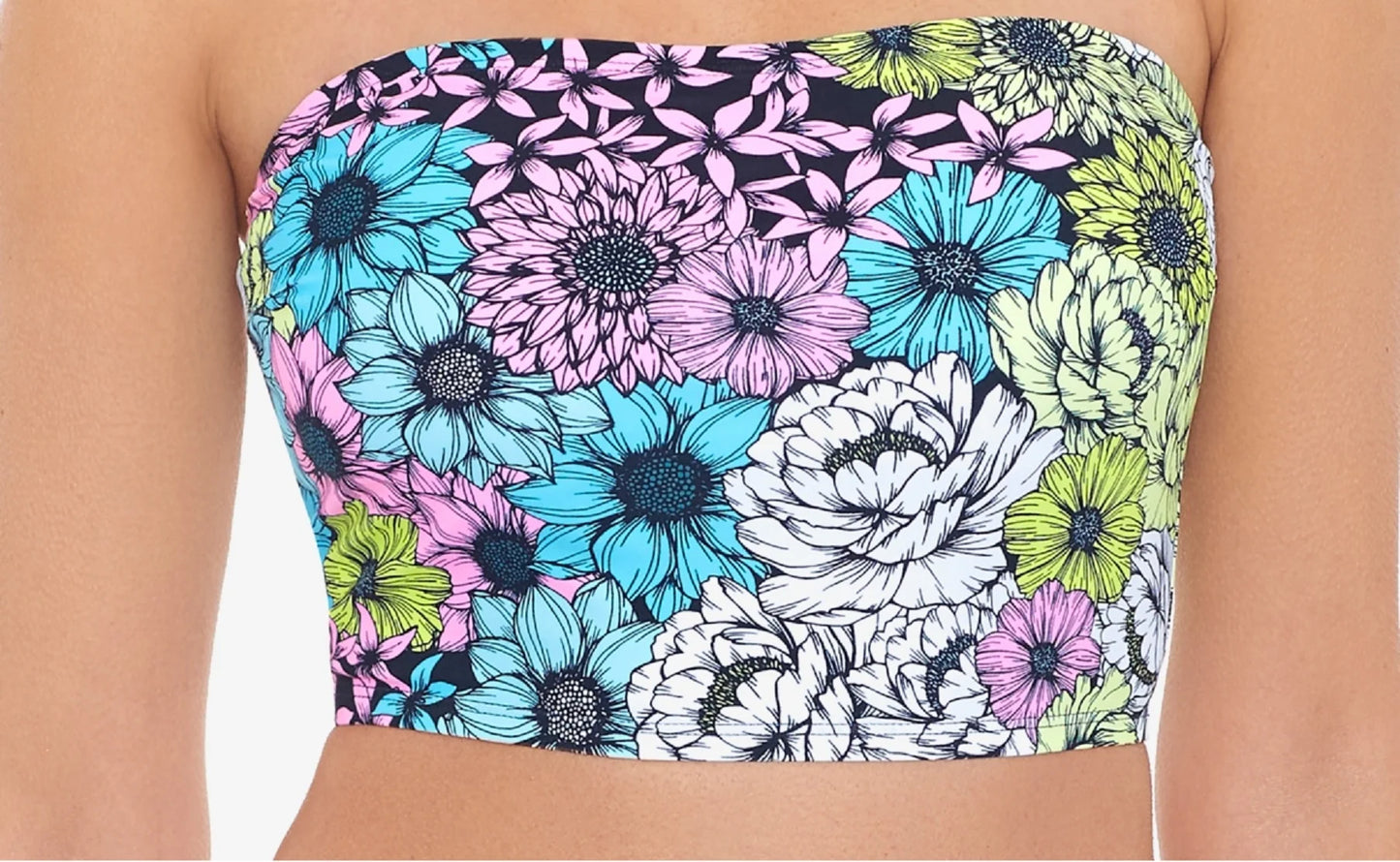 Salt + Cove Juniors Blossomed Printed Tube Bikini Top  Multicolor Size S