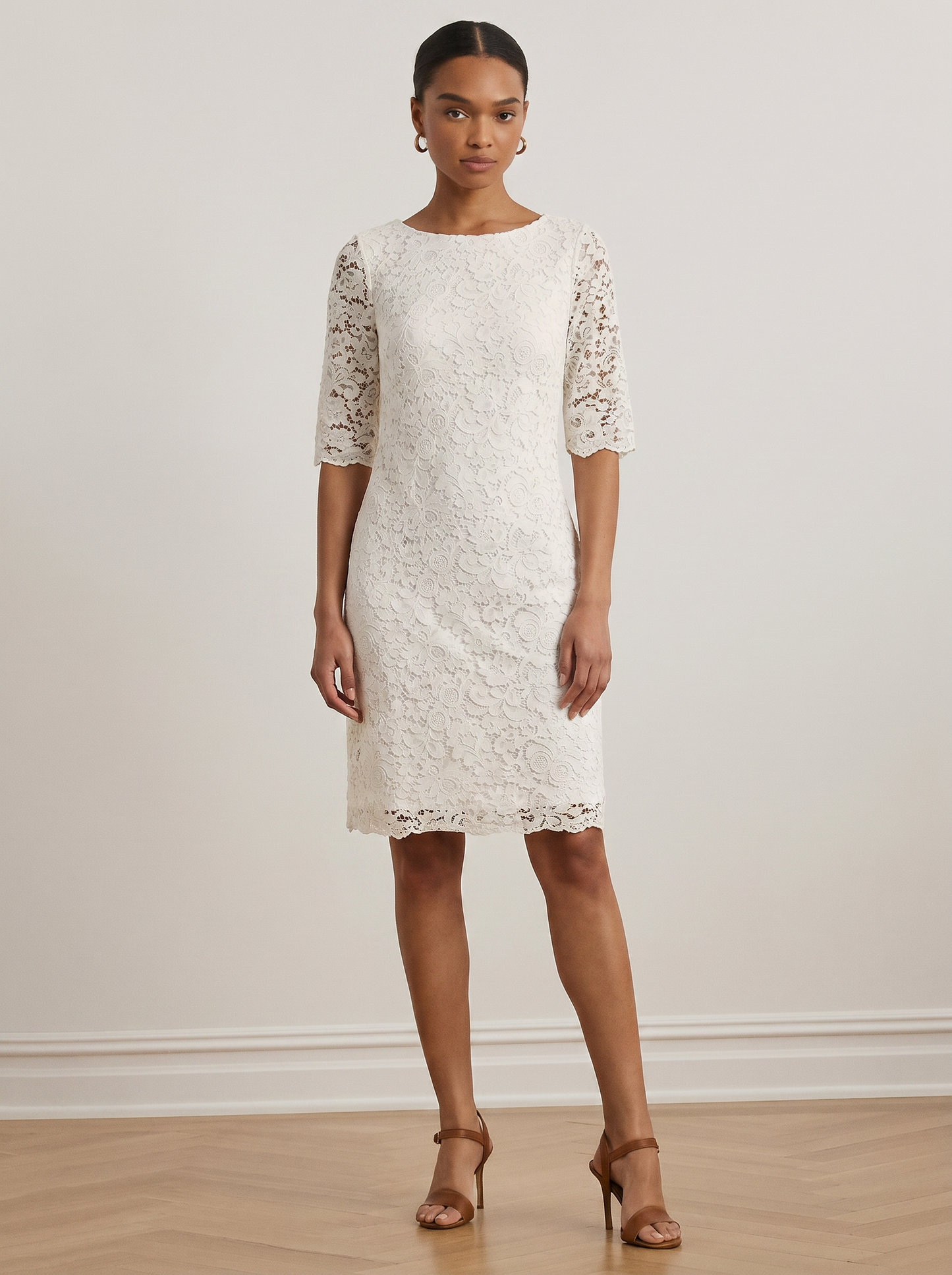 LAUREN RALPH LAUREN Jillias Lace Party Sheath Dress  White Size 6