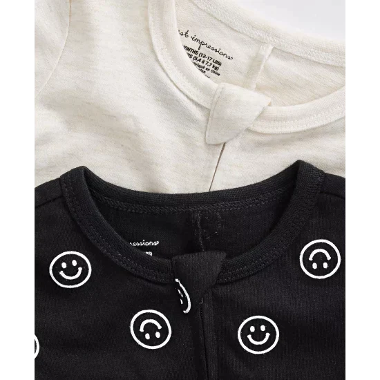 First Impressions Baby Girls & Boys Smiley Splash 2-Pk. Footed Coveralls  Color Deep Black Size Newborn