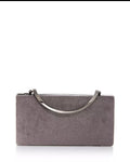 Sondra Roberts Velvet Frame Clutch - No Strap  Color Gray