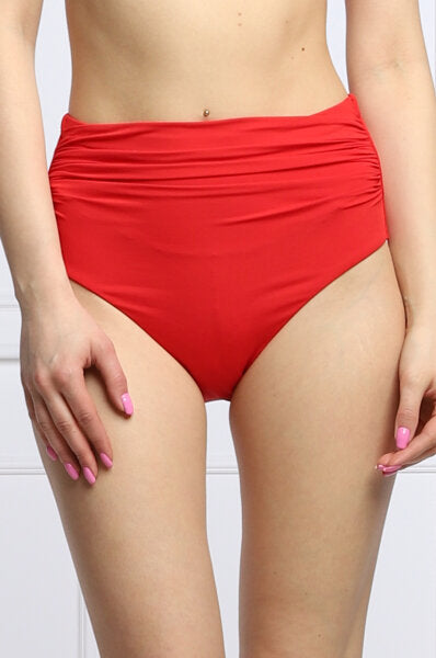 Lauren Ralph Lauren Beach Club Shirred High Waist Swimsuit Bottom  Color Red Size 12
