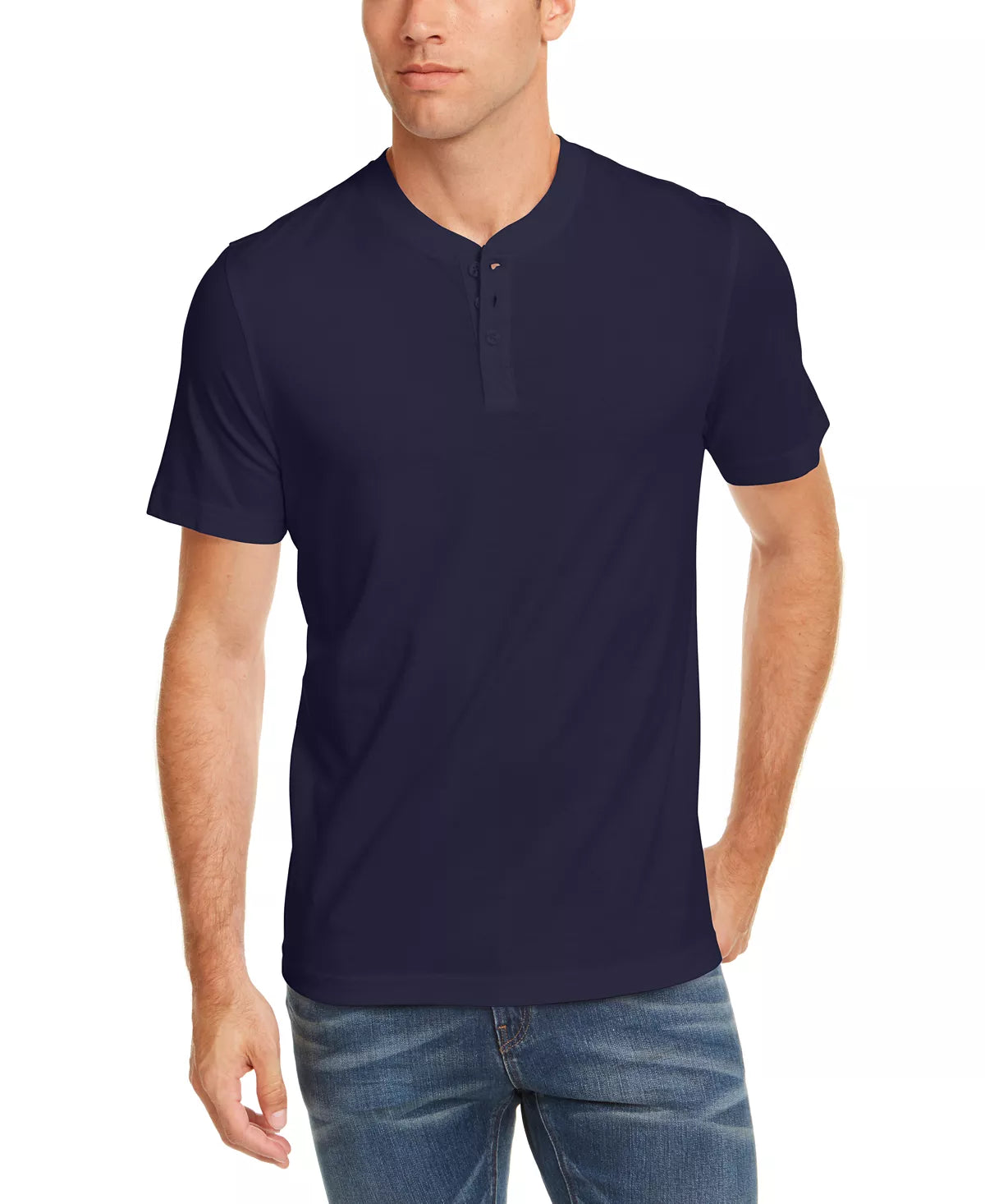 Club Room Men's Solid Henley  Color New Cerulean Size S
