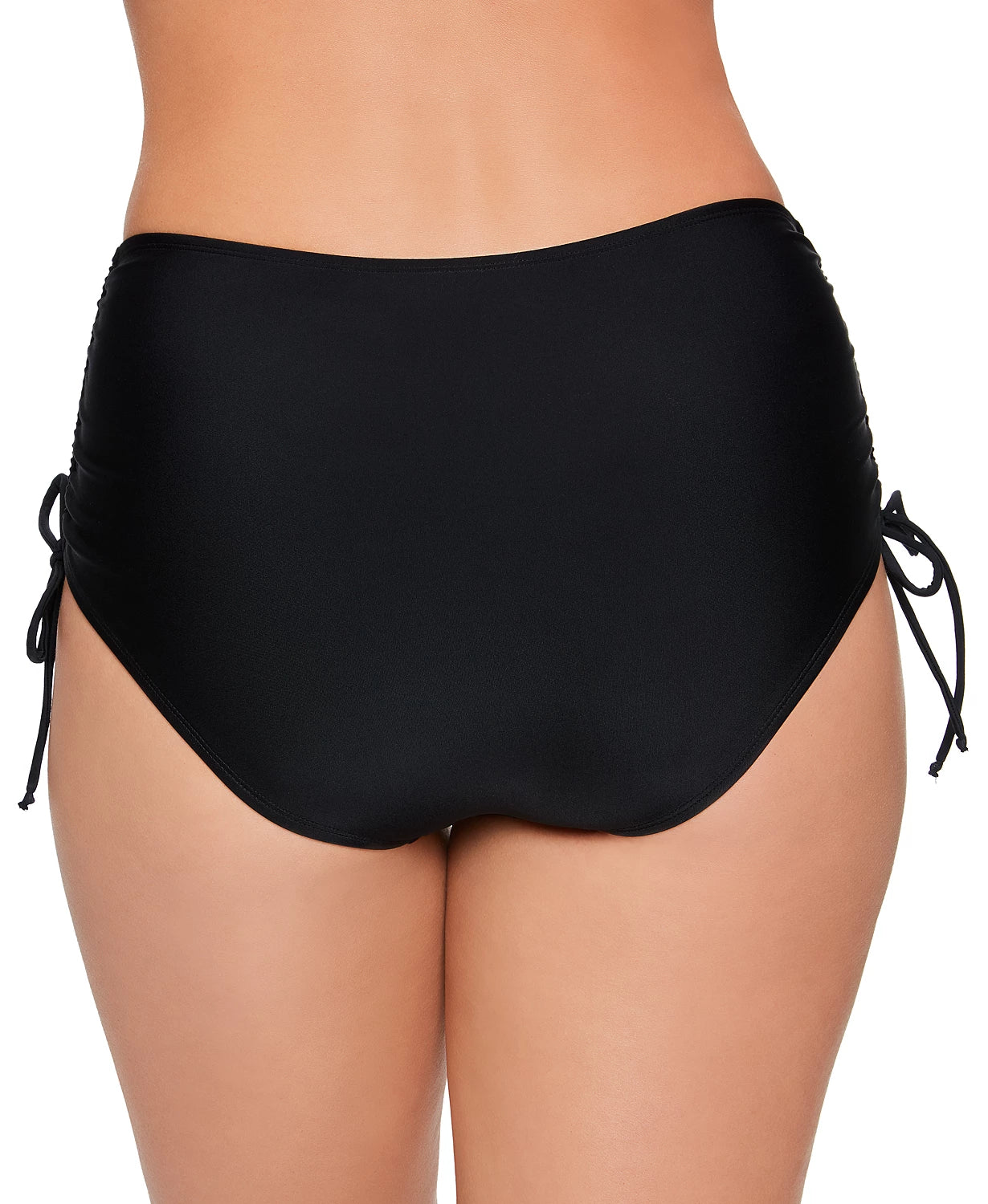 Salt + Cove Solid Shirred-Side High-Waist Bikini Bottoms  Color Black Size M