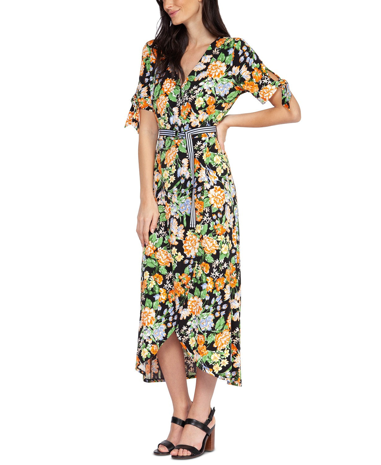 Black Tape Women's Floral-Print Faux-Wrap Dress  Multicolor Size XS Style 1522068 BD