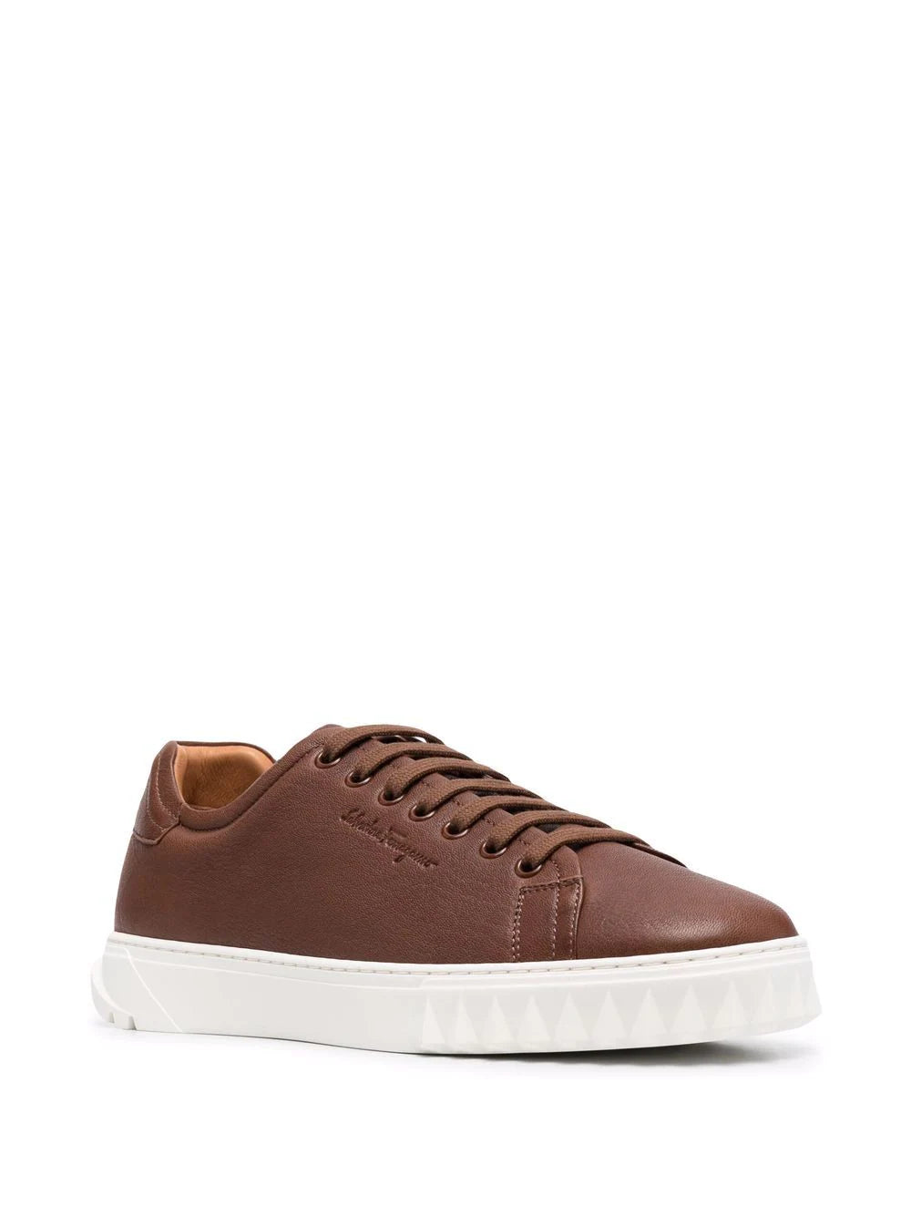 Ferragamo Men's Cube Eco low-top sneakers  Color Brown Size 8.5M