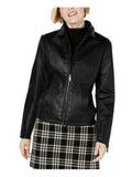 KENNETH COLE Women’s Brown Vegan Leather Zip Up Jacket 17LMU679
