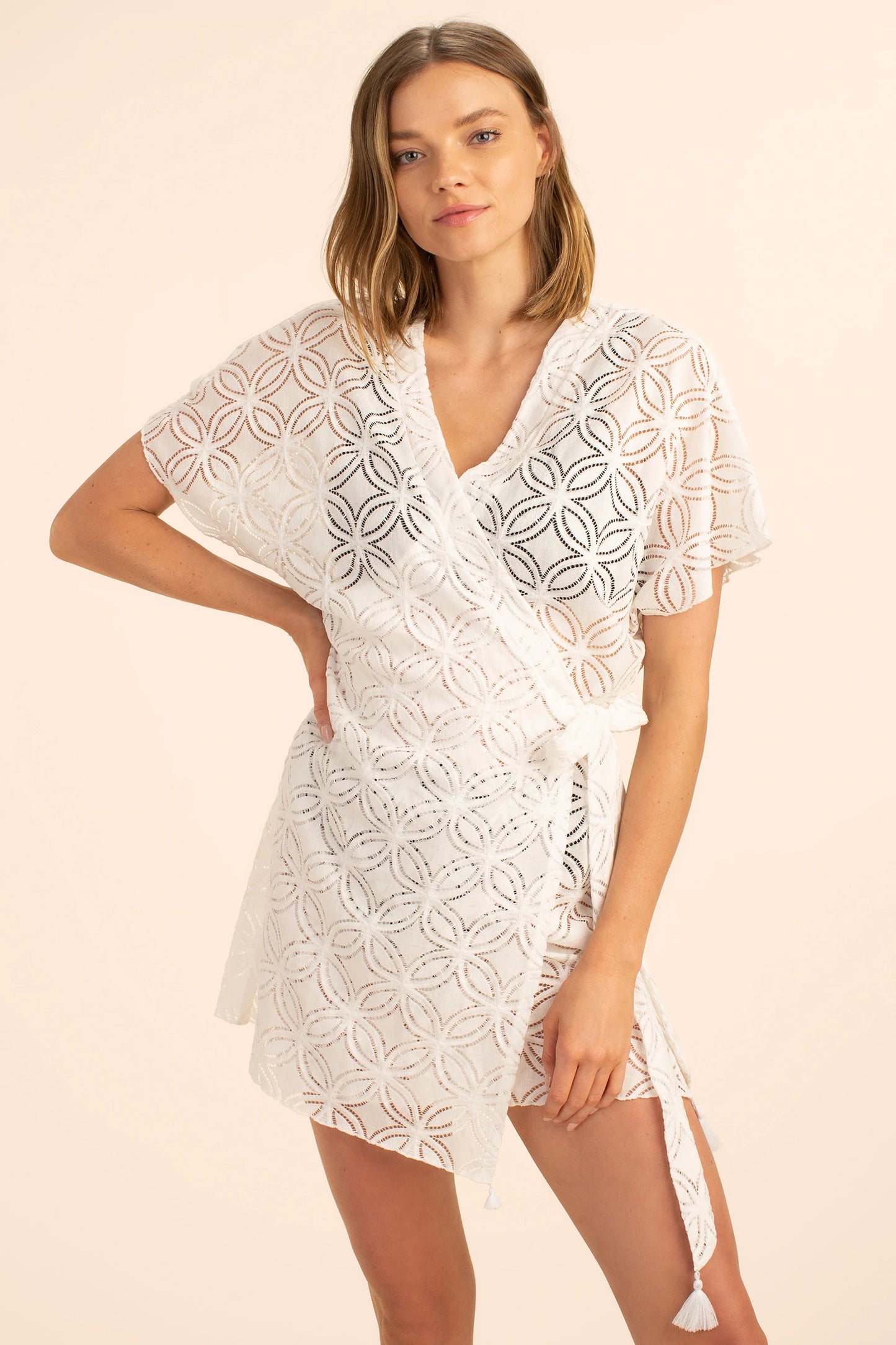 Trina Turk Pacheco Wrap Crochet Swimsuit Cover-Up  Color White Size M