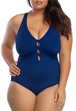 LAUREN RALPH LAUREN Plus Size Beach Shaping Plunge One-Piece