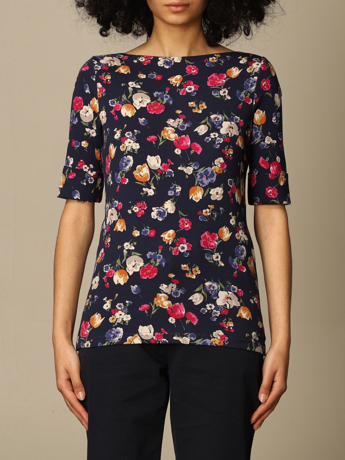 Lauren Ralph Lauren Plus Size Elbow Sleeve Top  Color French Navy Size 1X