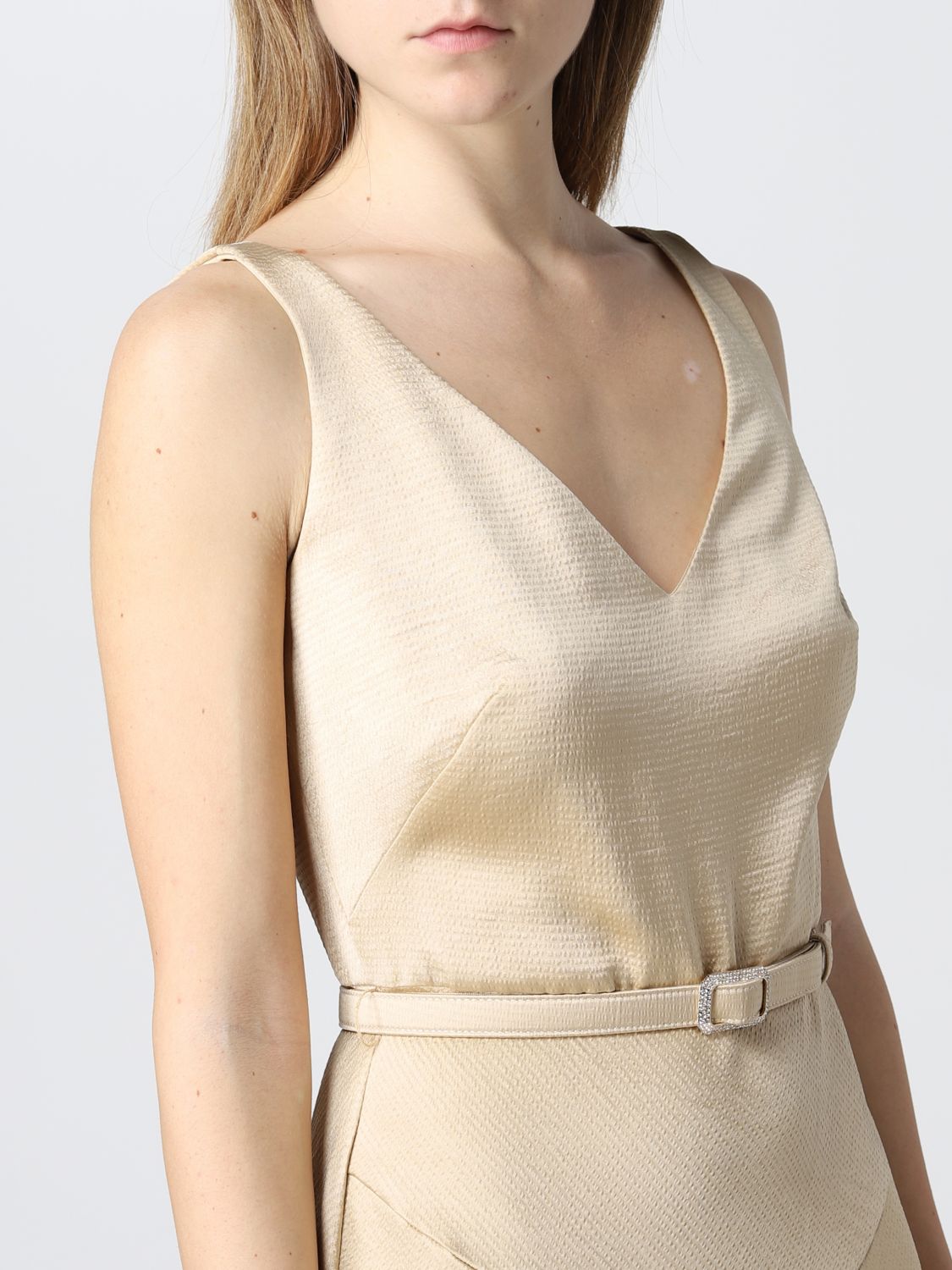 Lauren Ralph Lauren Satin Belted Sleeveless Gown  Color Pale Parchment Size 12
