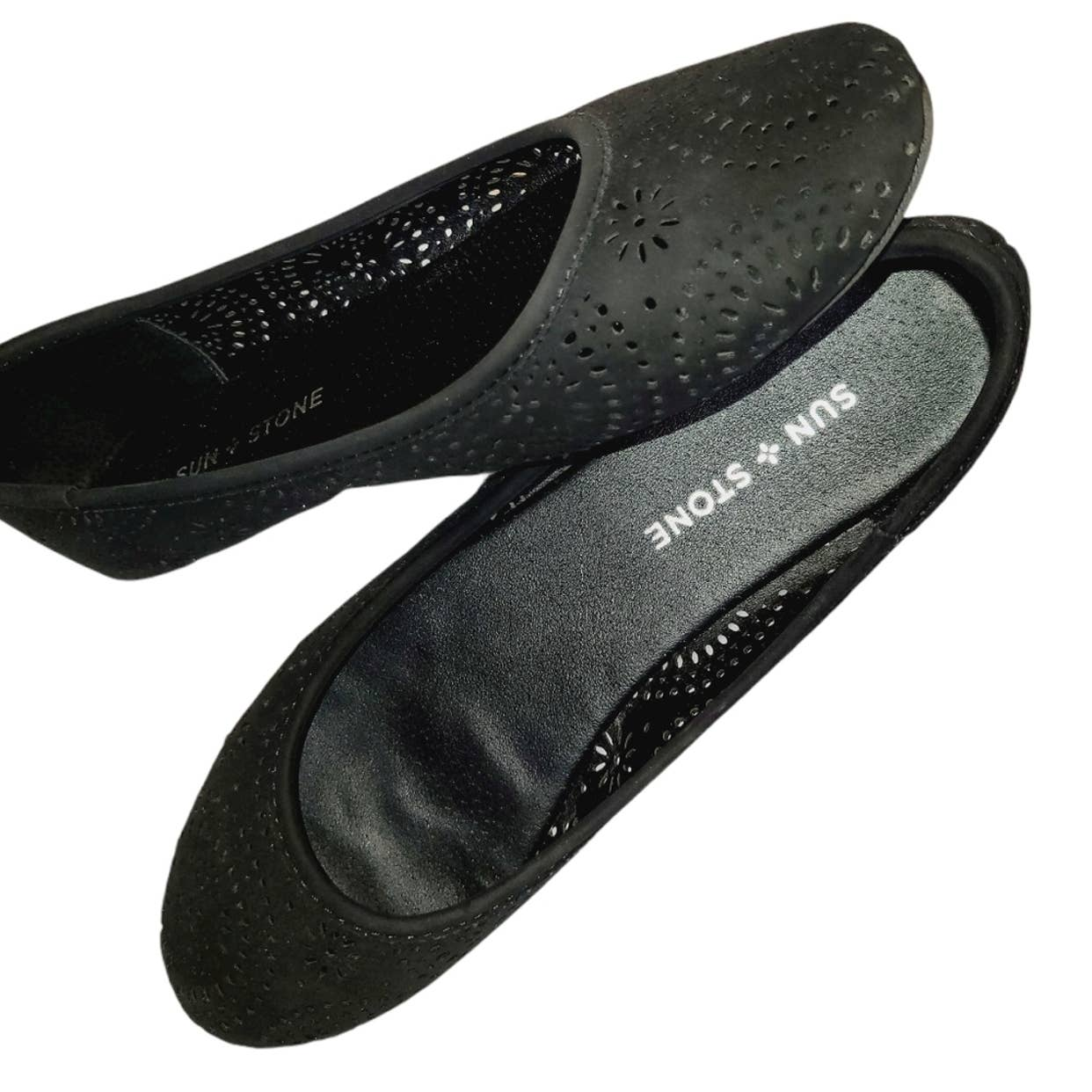 Sun + Stone Sophia Perforated Flats  Color Black Size 5.5M