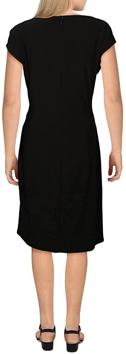 LAUREN RALPH LAUREN Womens Faux Wrap Jersey Wrap Dress   Color Black Size 12