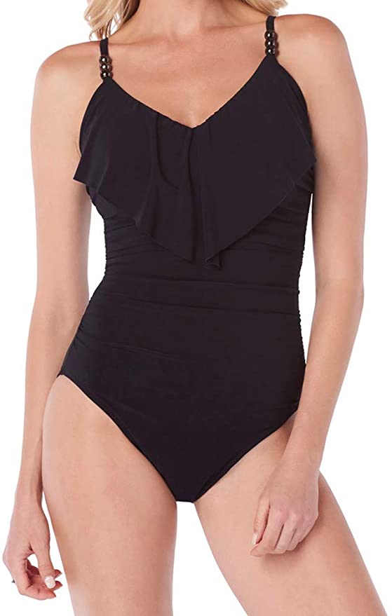 Magicsuit Women's Swimwear Solid Isabel Tummy Control Ruffle Front Soft Cup One Piece Swimsuit  Size: 12