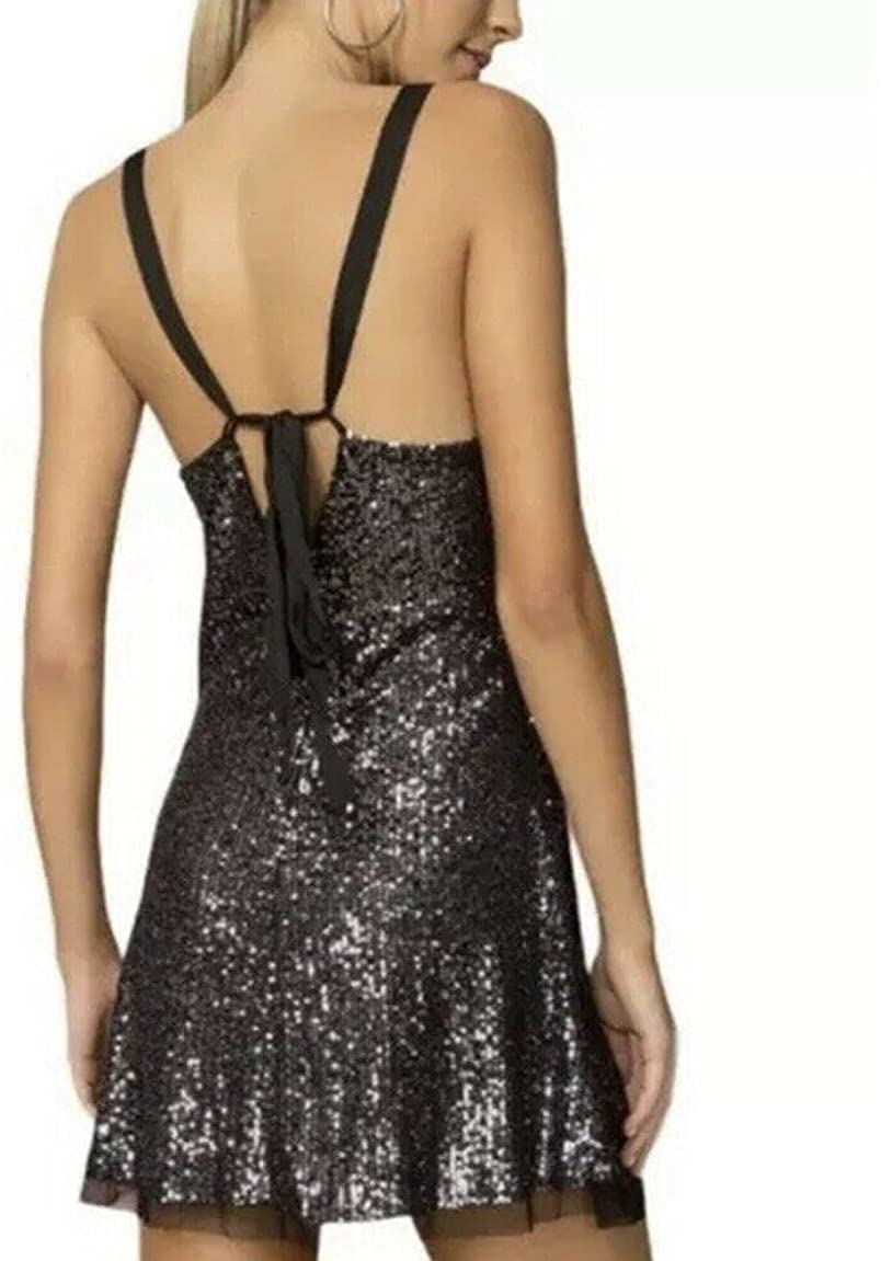 Free People Women’s Gold-Rush Mini Dress  Color Black Size L