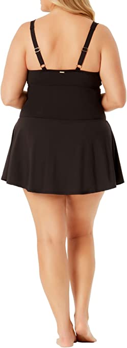 Anne Cole Womens Plus Ruched Twist Front One-Piece Swimsuit  Color Navy Size 24W