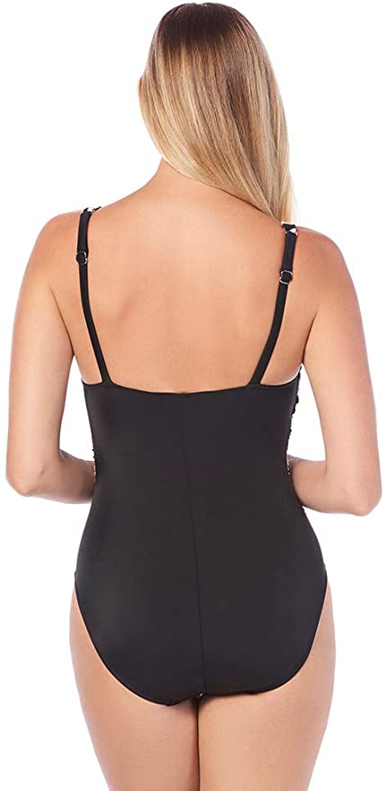 Magicsuit Women's Swimwear Sketchy Kaia Removable Soft Cup Belted One Piece Swimsuit with Adjustable Straps  Size 12
