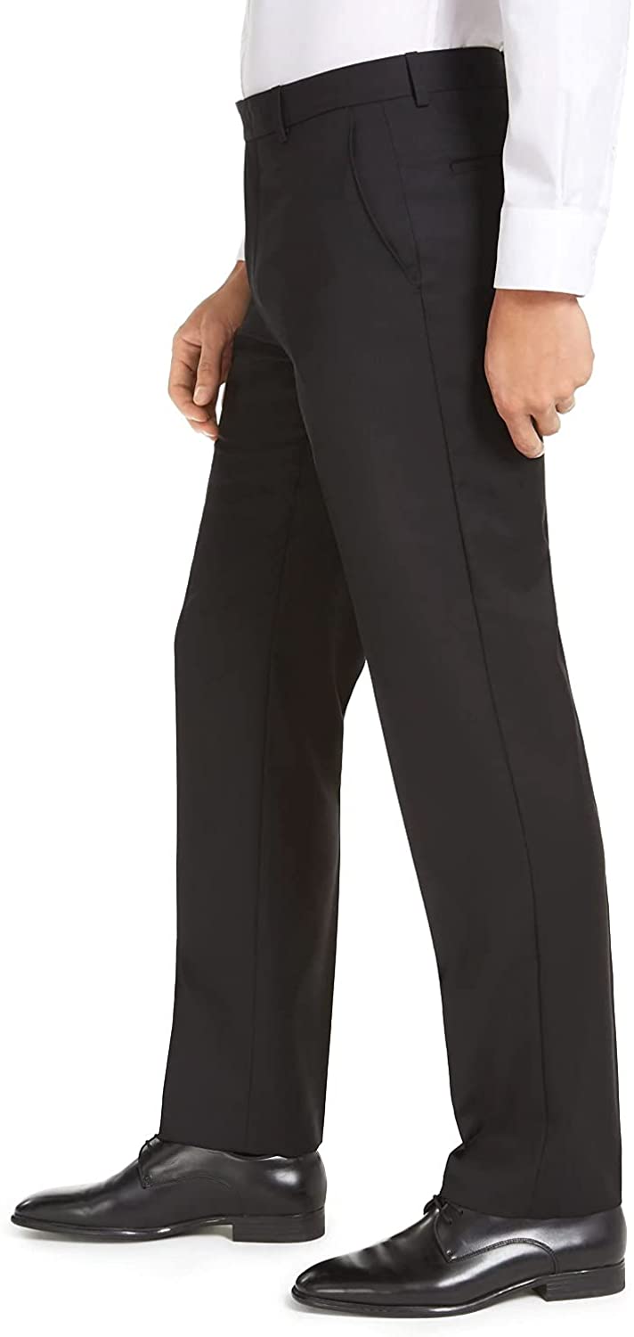 Michael Kors Men’s Flat Front Finished Solid Dress Pants  Color: Black 38Wx30L