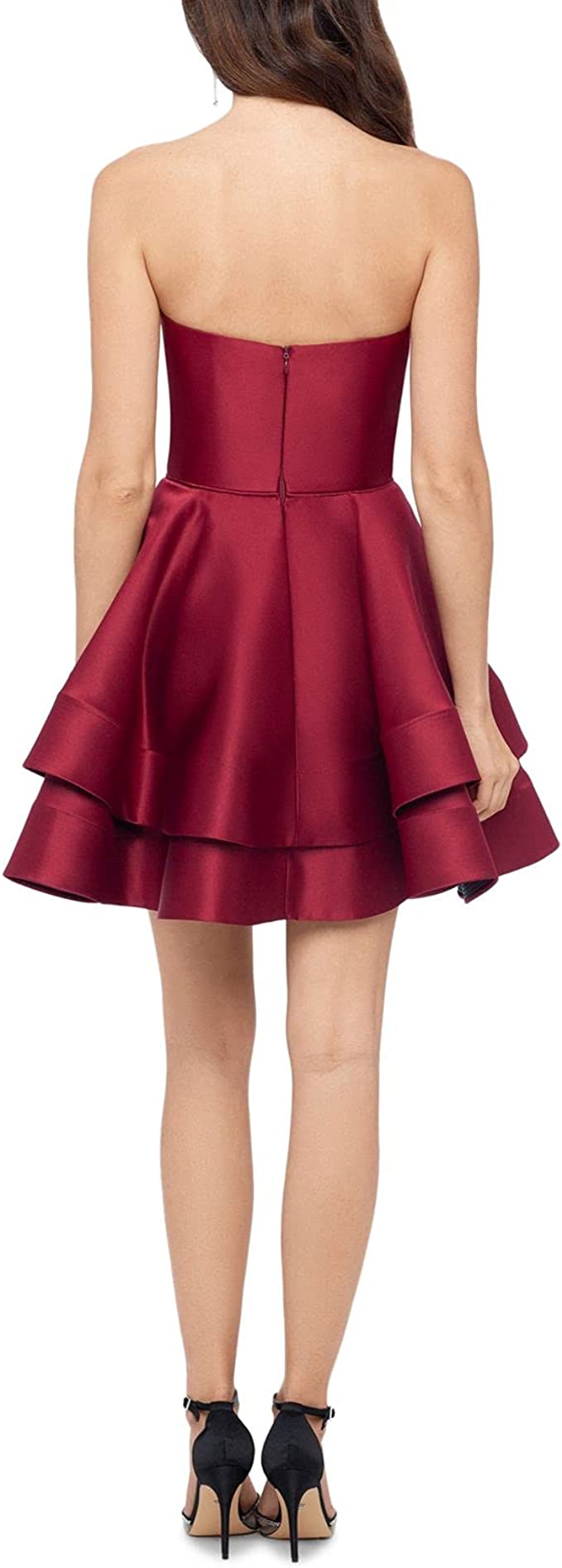 Blondie Nites Juniors Sweetheart-Neck Tiered Strapless Fit & Flare Dress Color Burgundy Size 5