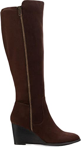 Style & Co. Womens August Vegan Leather Almond Toe Knee-High Boots Color Chocolate Micro Size 6.5M