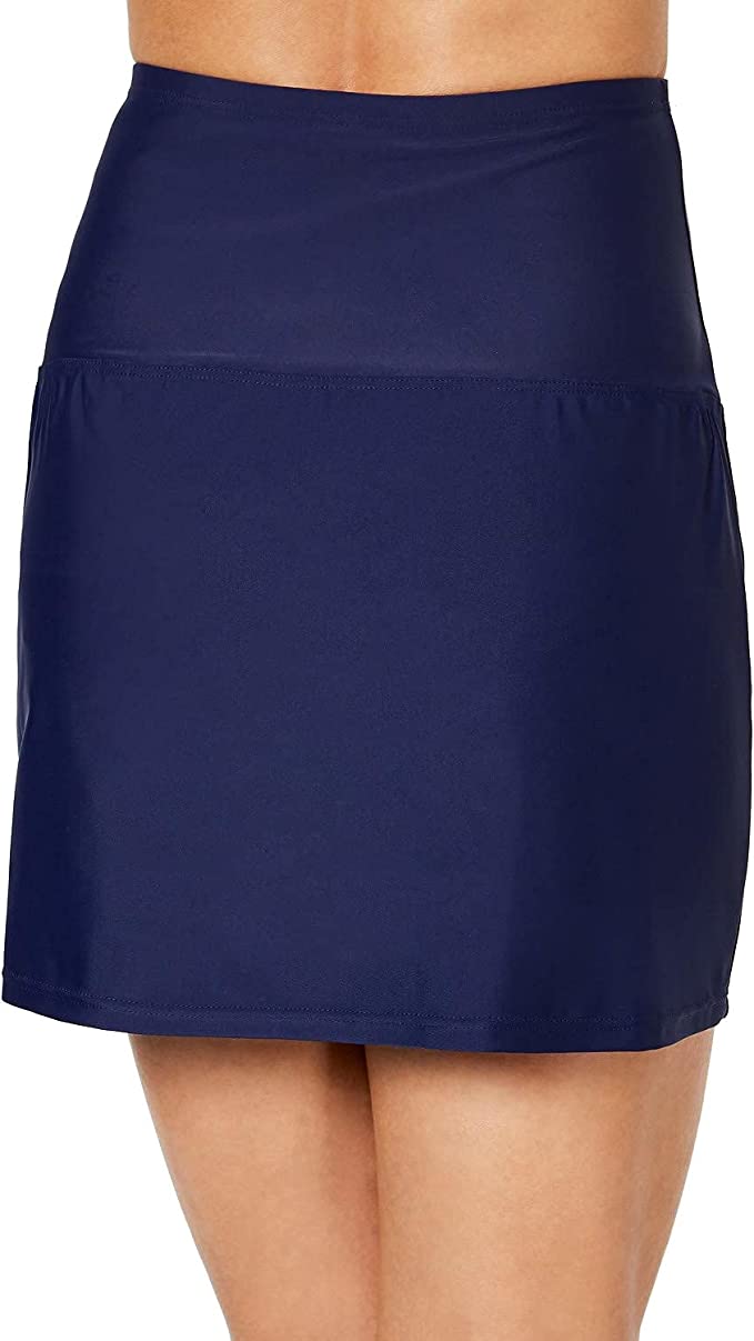 Island Escape Womens Solid Control Swim Skirt  Color Navy Size 10