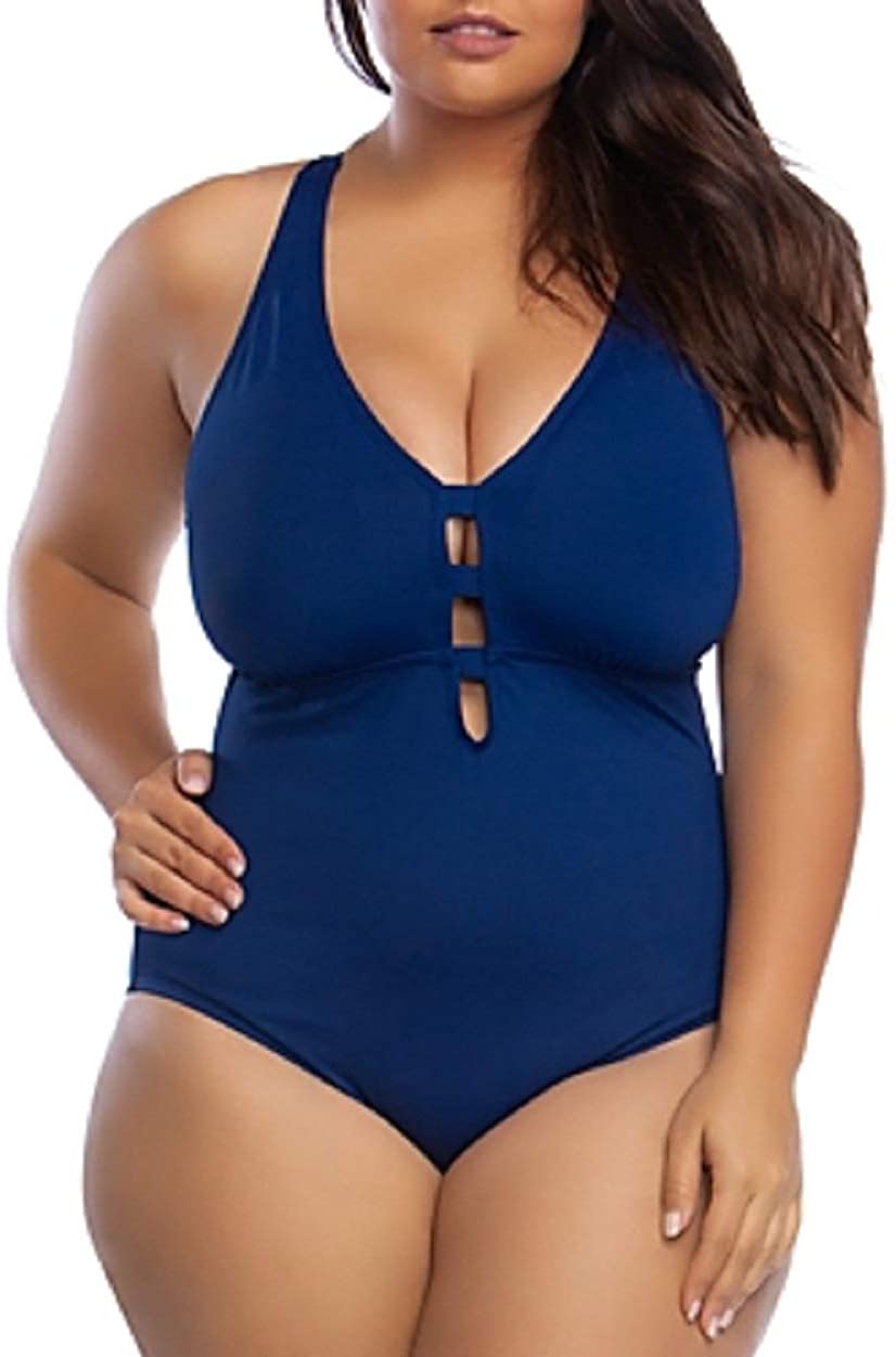LAUREN RALPH LAUREN Plus Size Beach Shaping Plunge One-Piece