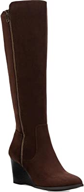 Style & Co. Womens August Vegan Leather Almond Toe Knee-High Boots Color Chocolate Micro Size 6.5M