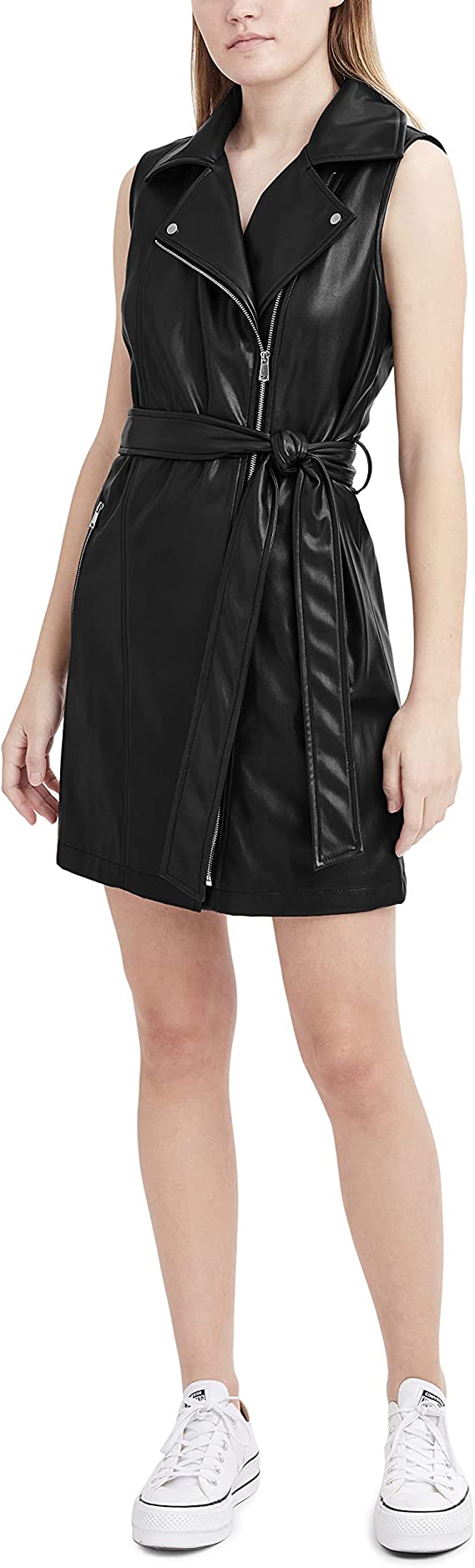 BCBGeneration Women's Vegan Leather Sleeveless Mini Dress  Color Black Size M